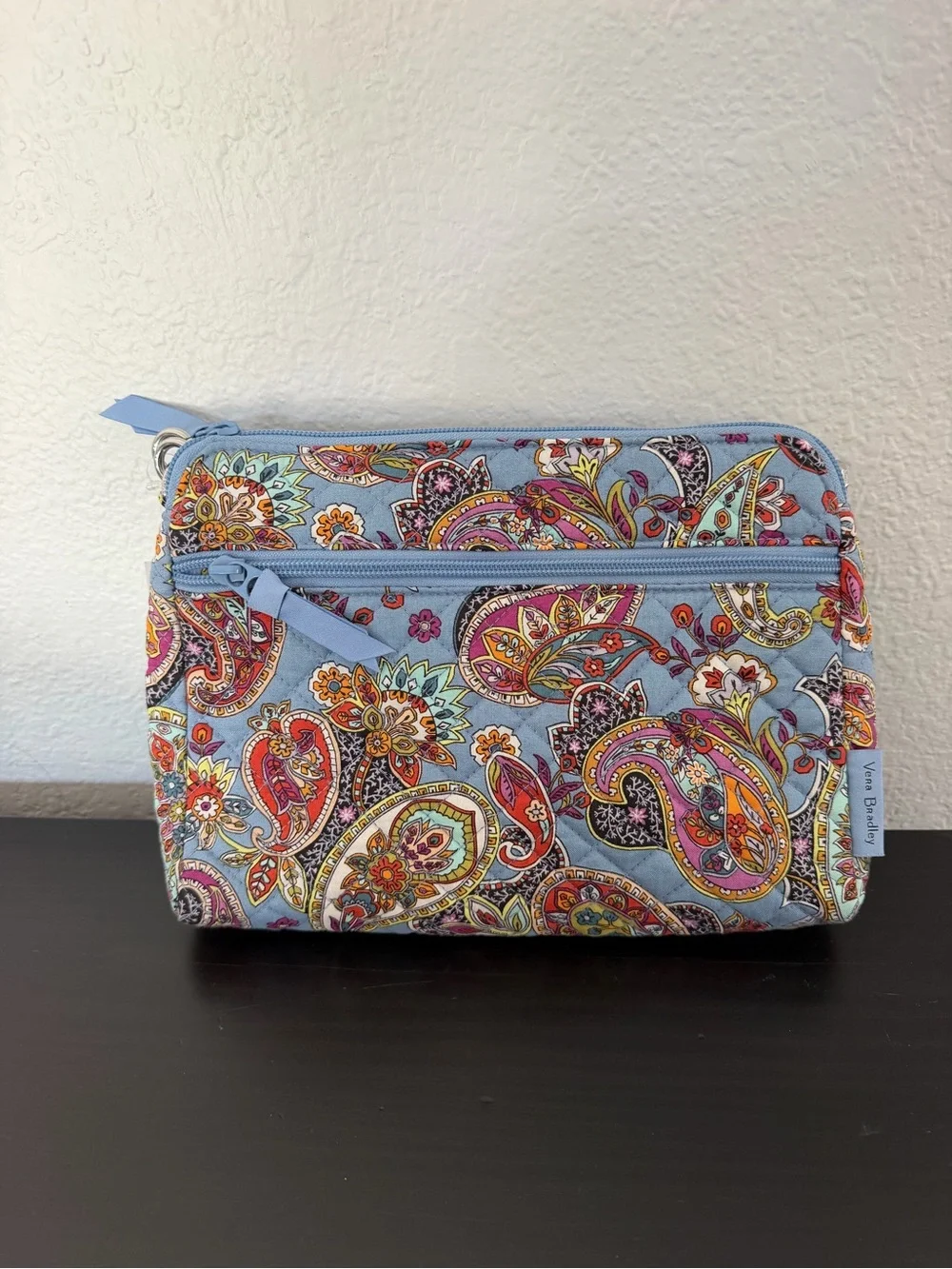 Vera Bradley Blue Paisley Zip Crossbody Pouch